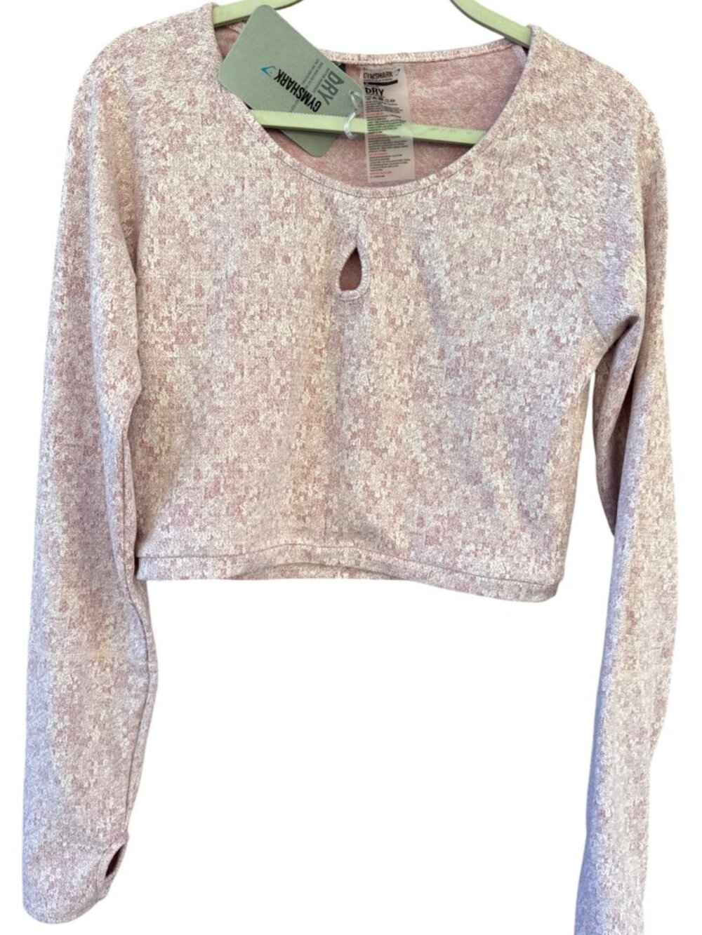 Gymshark Fleur Texture Dusky Pink Long Sleeve Crop Top XL  NWT